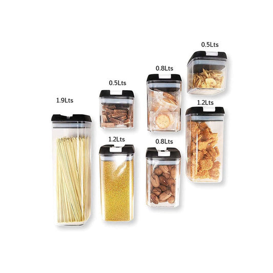 Set De 7 Contenedores Para Cocina Con Tapa Hermética